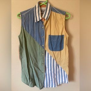 No barriers vintage sleeveless collared vest size medium